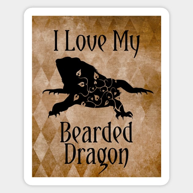 Bearded Dragon - I Love My Bearded Dragon Sticker by allthumbs